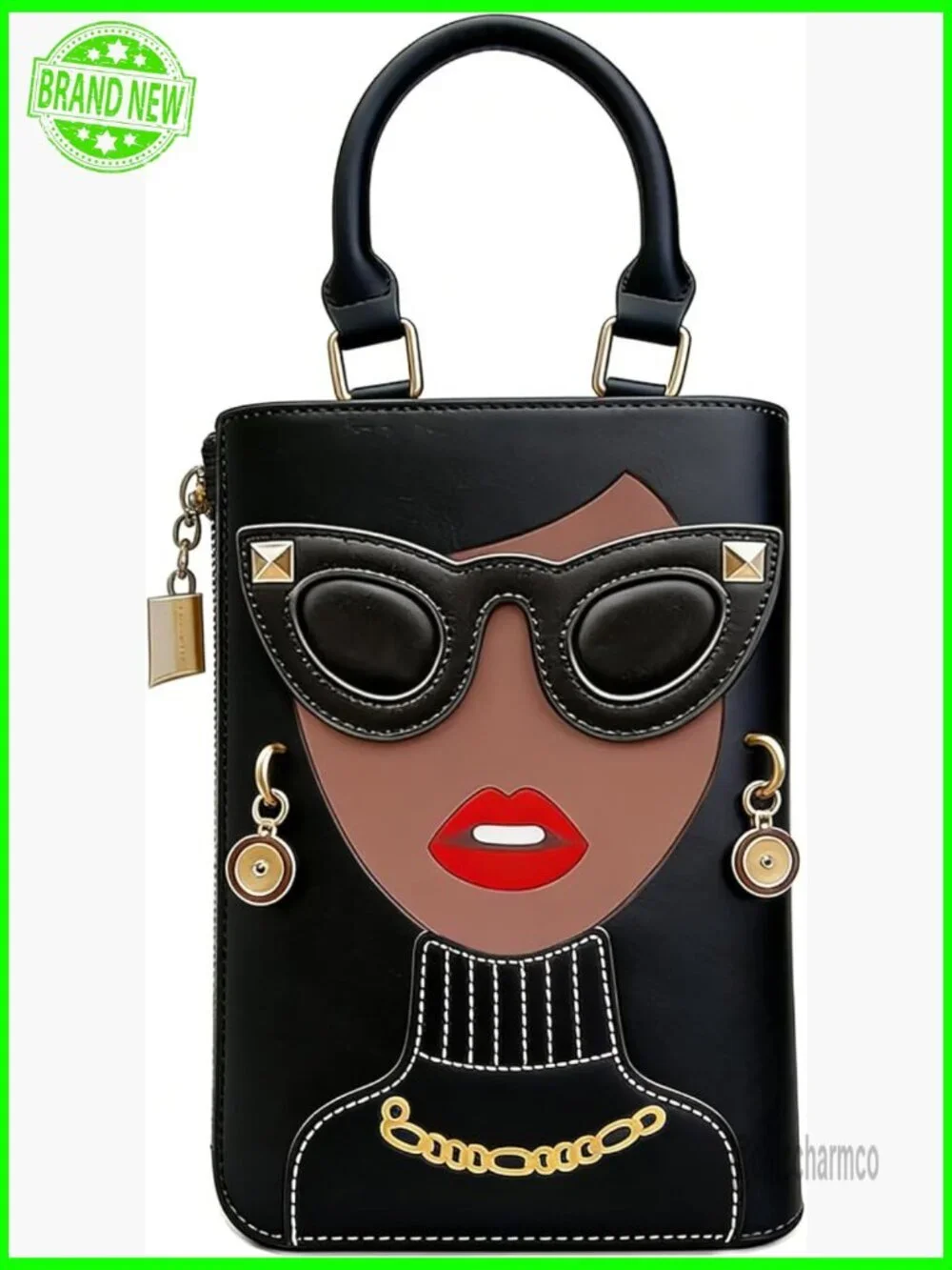 Novelty 3D Lady Face PU Leather Satchel Tote Hobo Crossbody Shoulder Bag